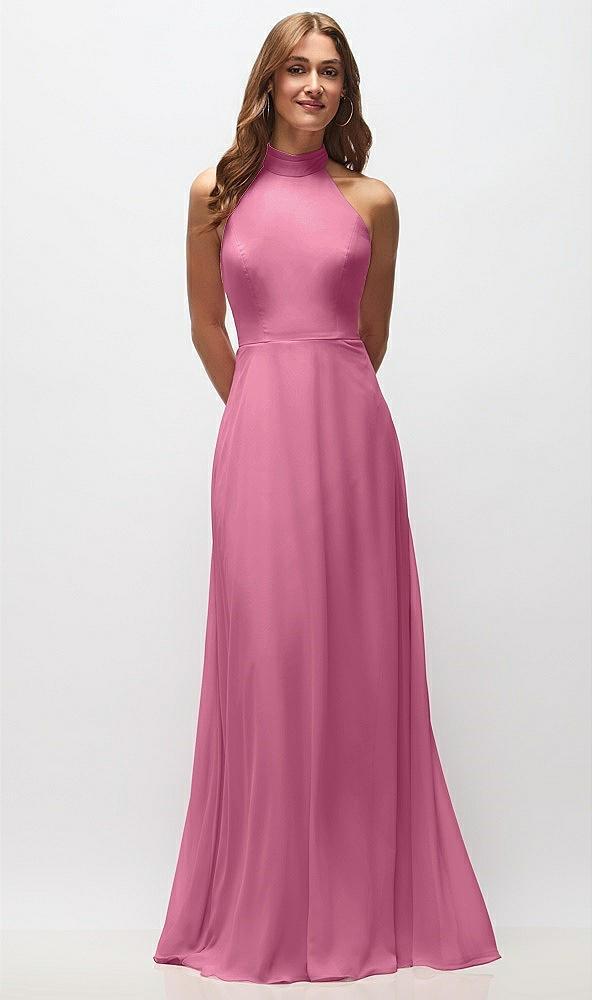 high neck halter backless maxi dress
