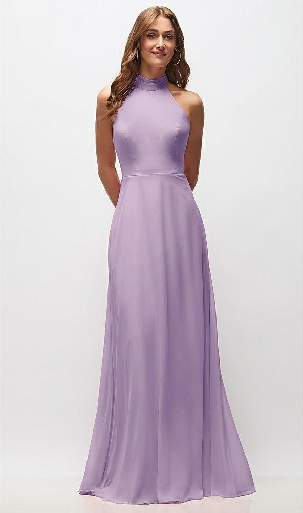 high neck halter backless maxi dress