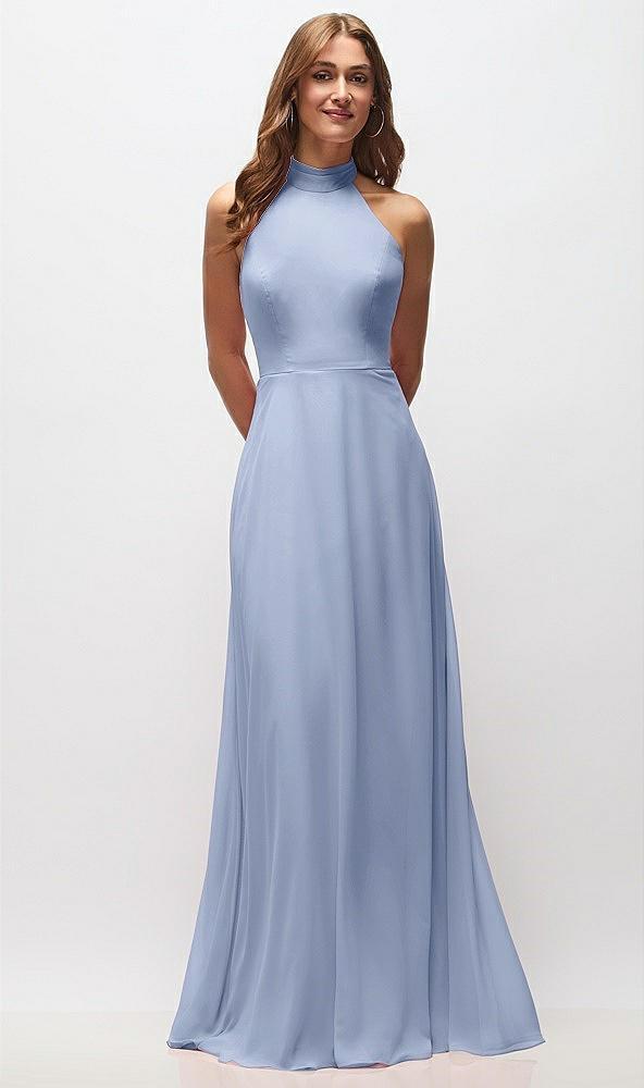high neck halter backless maxi dress