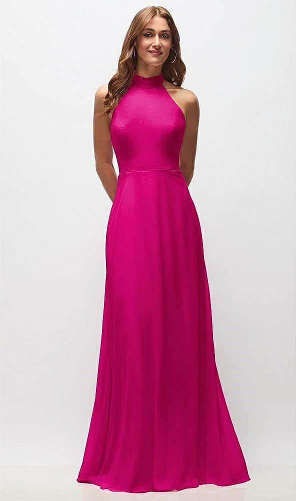 high neck halter backless maxi dress