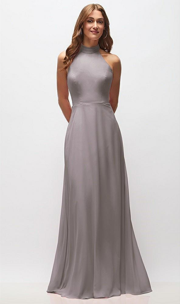high neck halter backless maxi dress