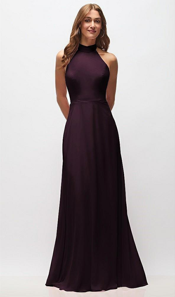 high neck halter backless maxi dress