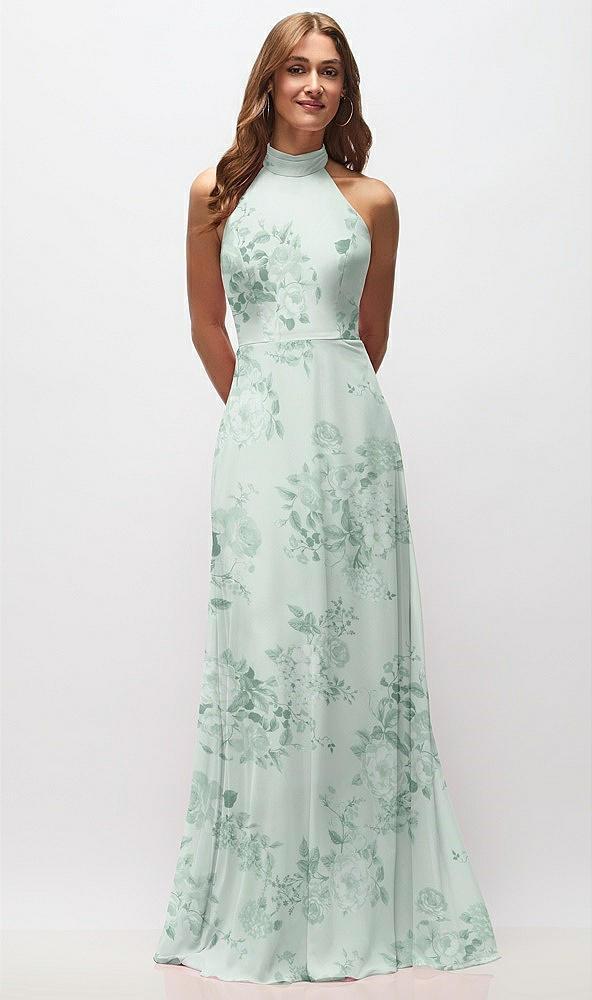 high neck halter backless maxi dress