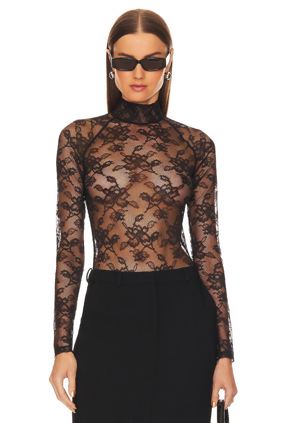 high neck lace bodysuit