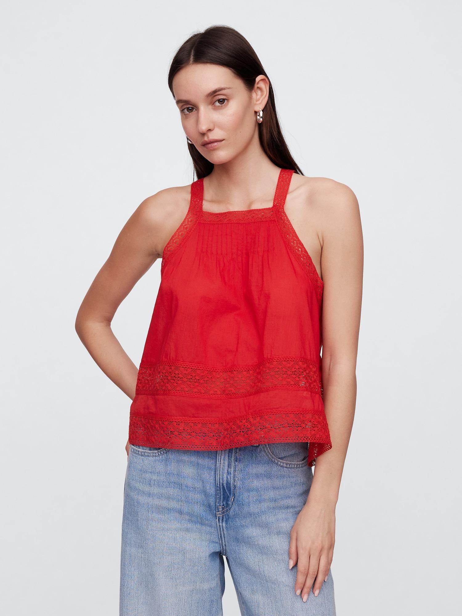 high-neck lace top