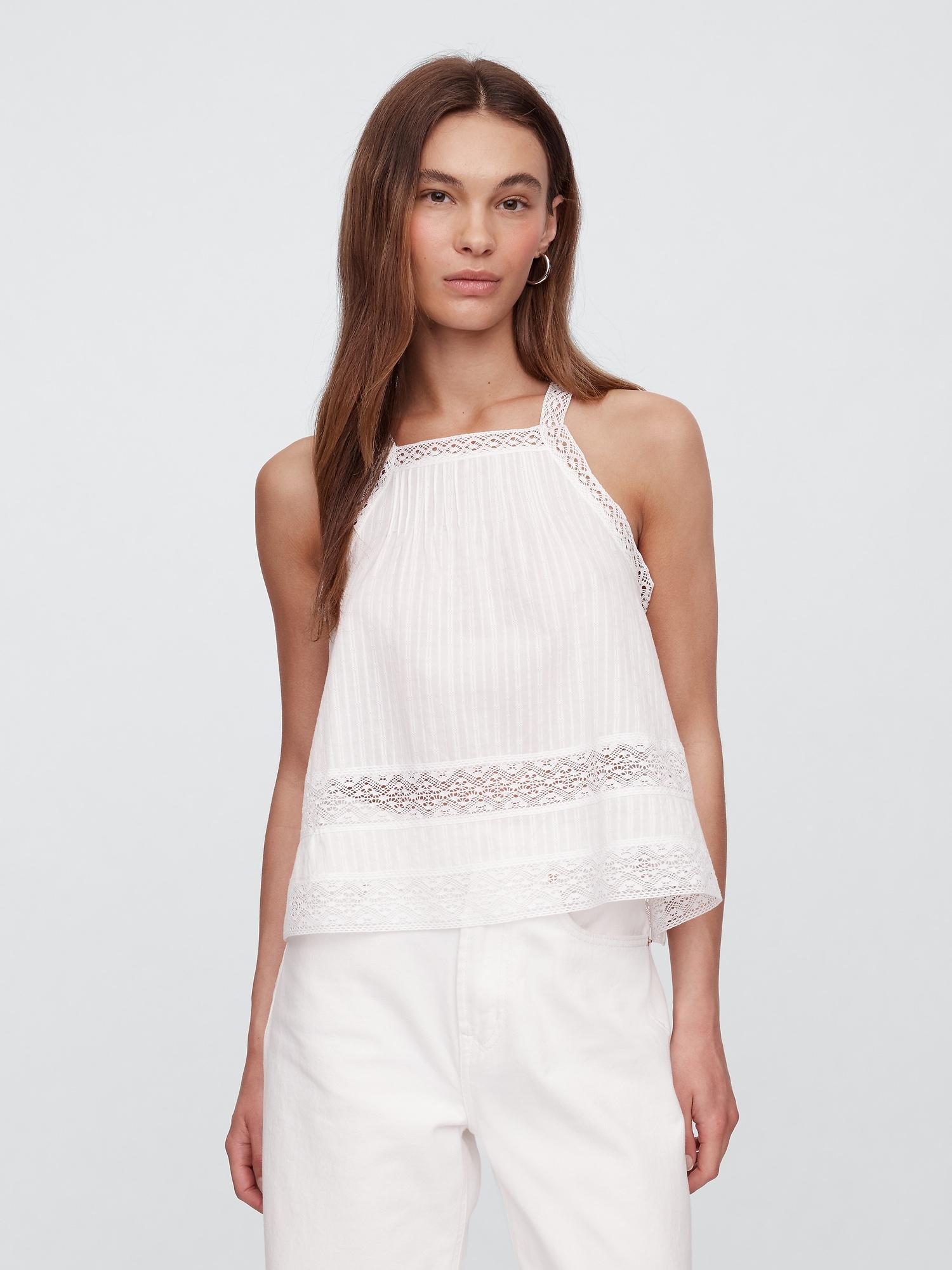 high-neck lace top