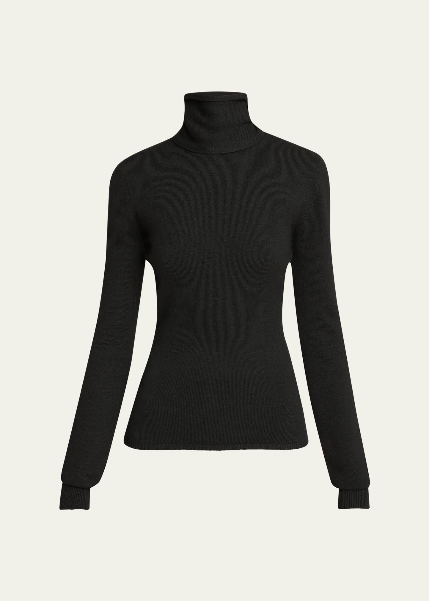 high neck open-back wool cashmere sweater