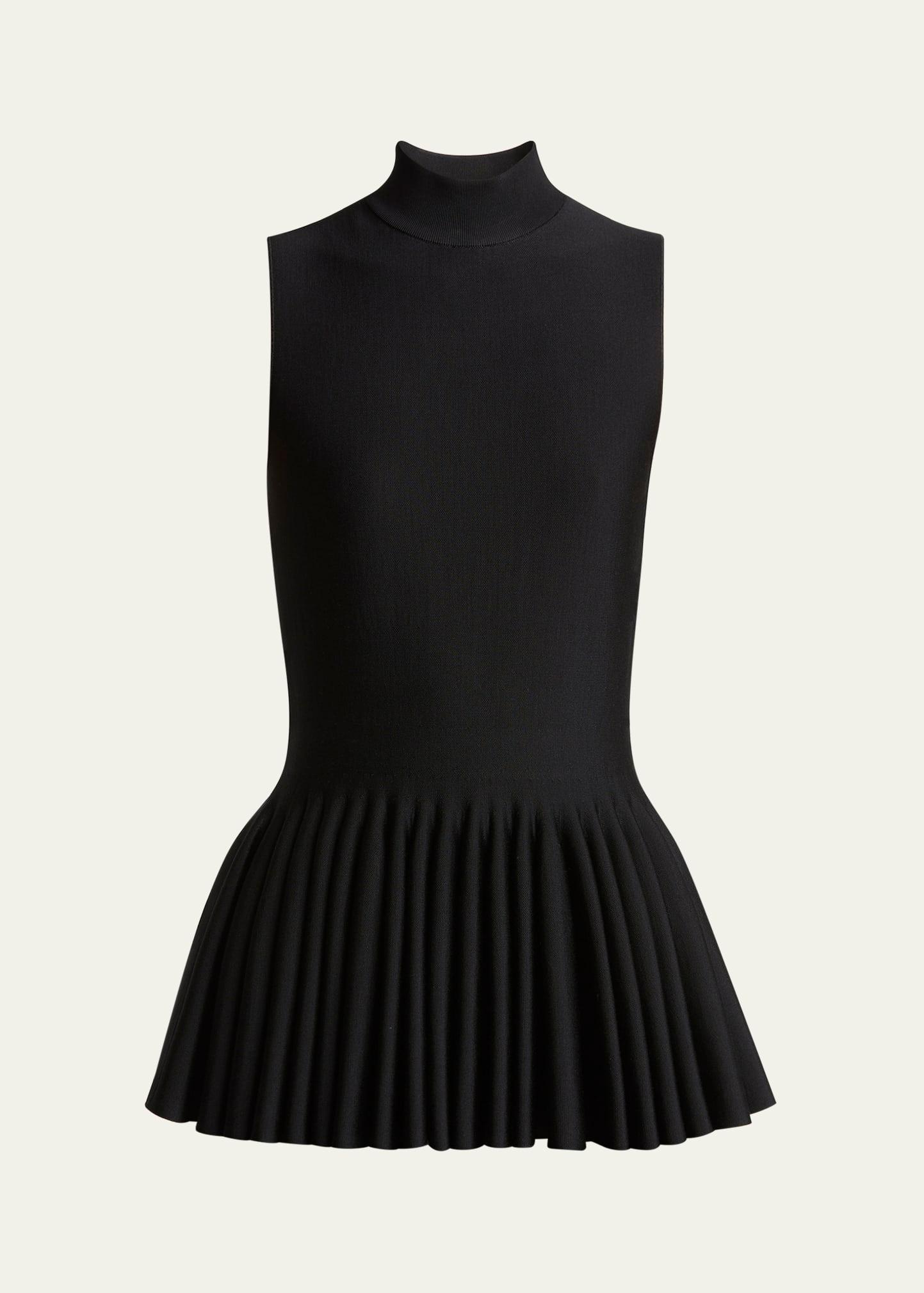 high-neck pleated peplum top