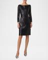 high-neck sequin jersey long-sleeve dress