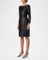 high-neck sequin jersey long-sleeve dress