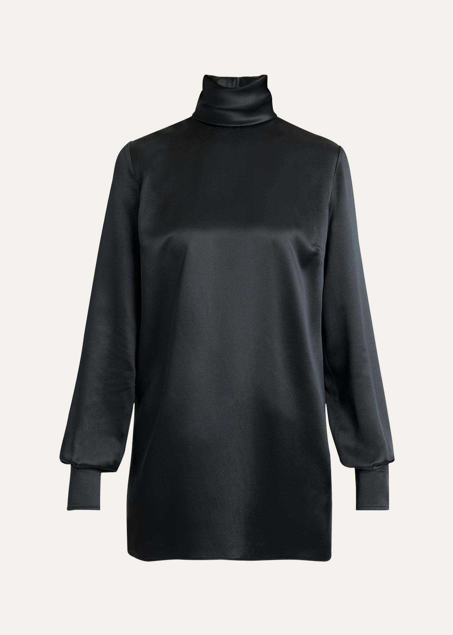 high-neck silk top