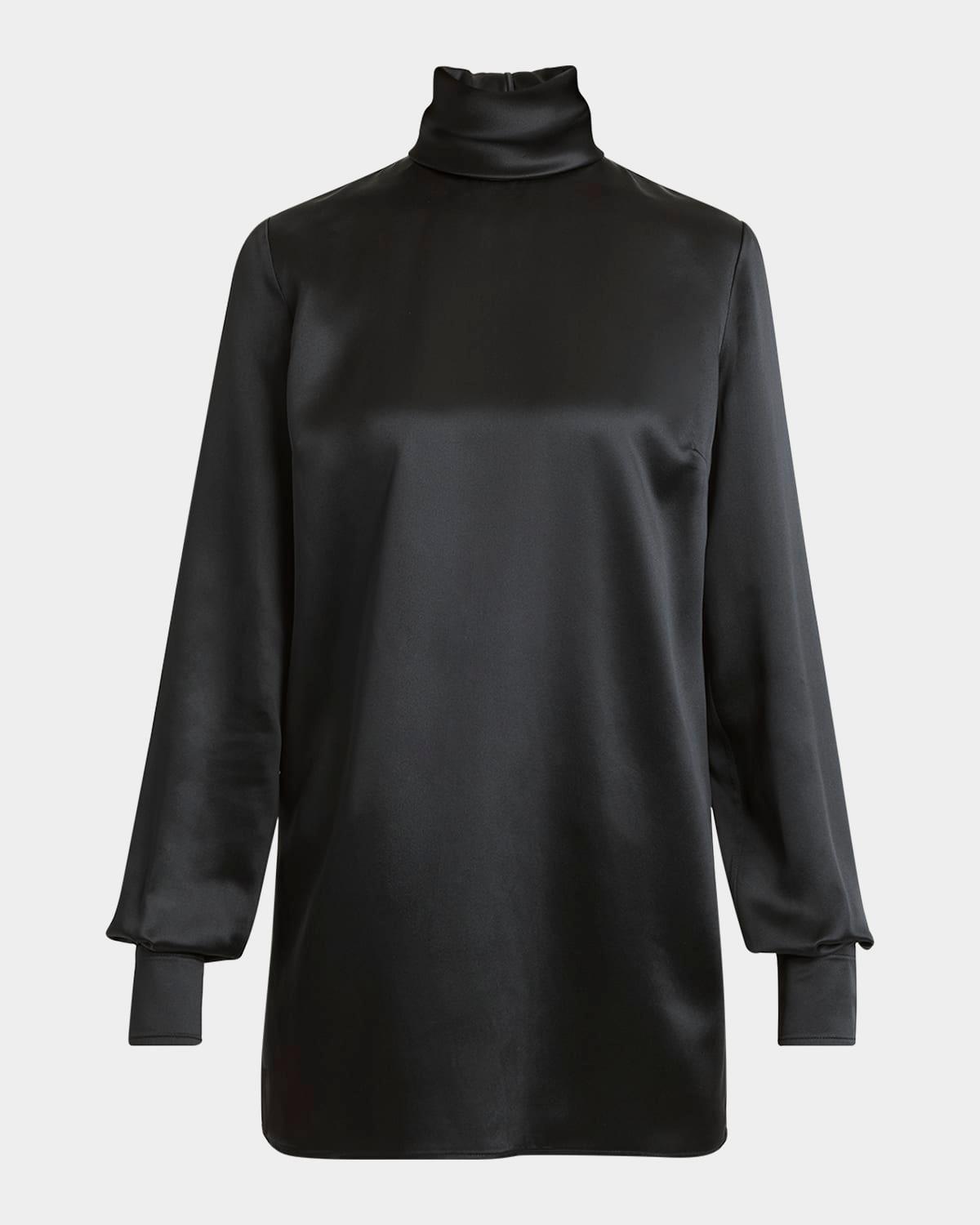 high-neck silk top