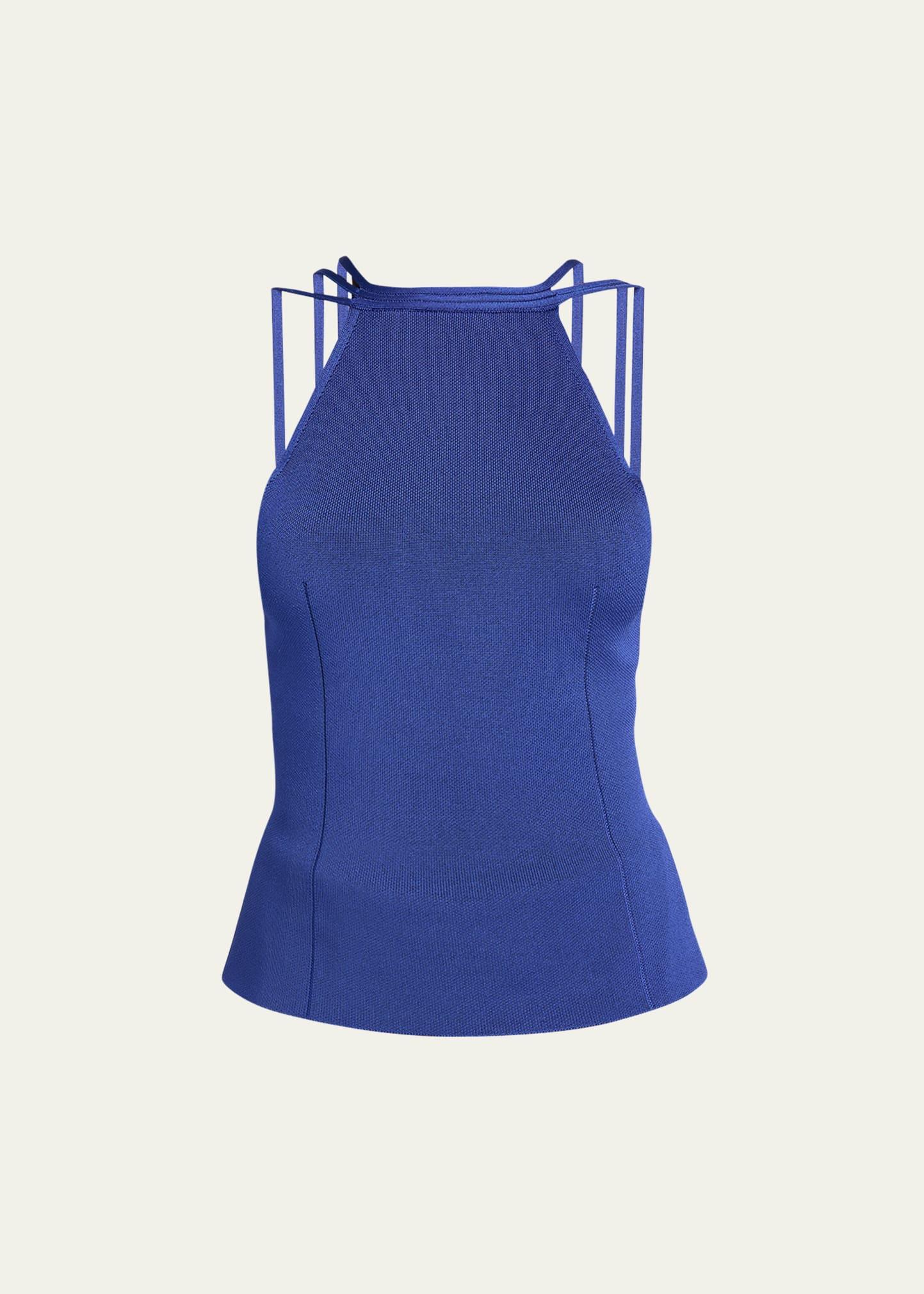 high-neck strappy tank top