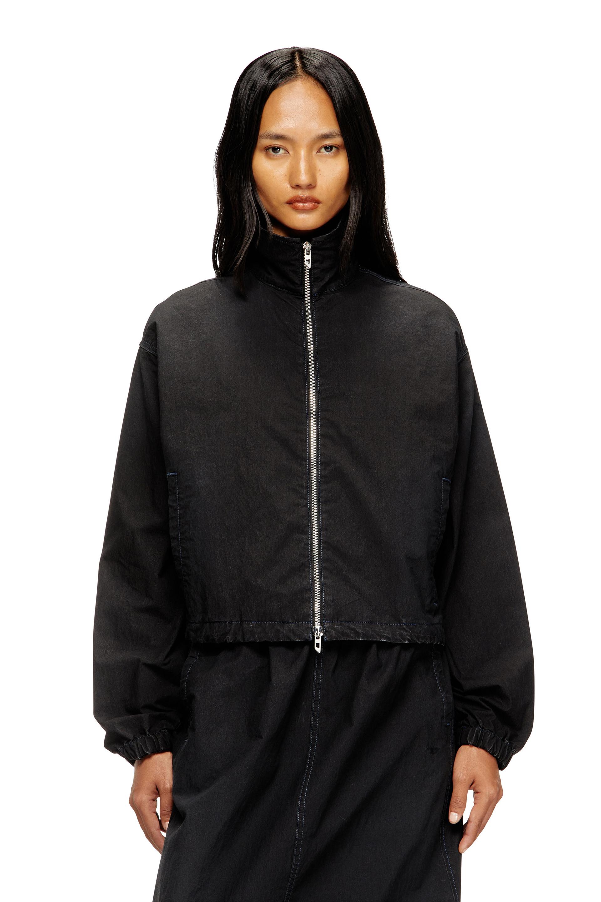 high-neck technical jogg jeans jacket