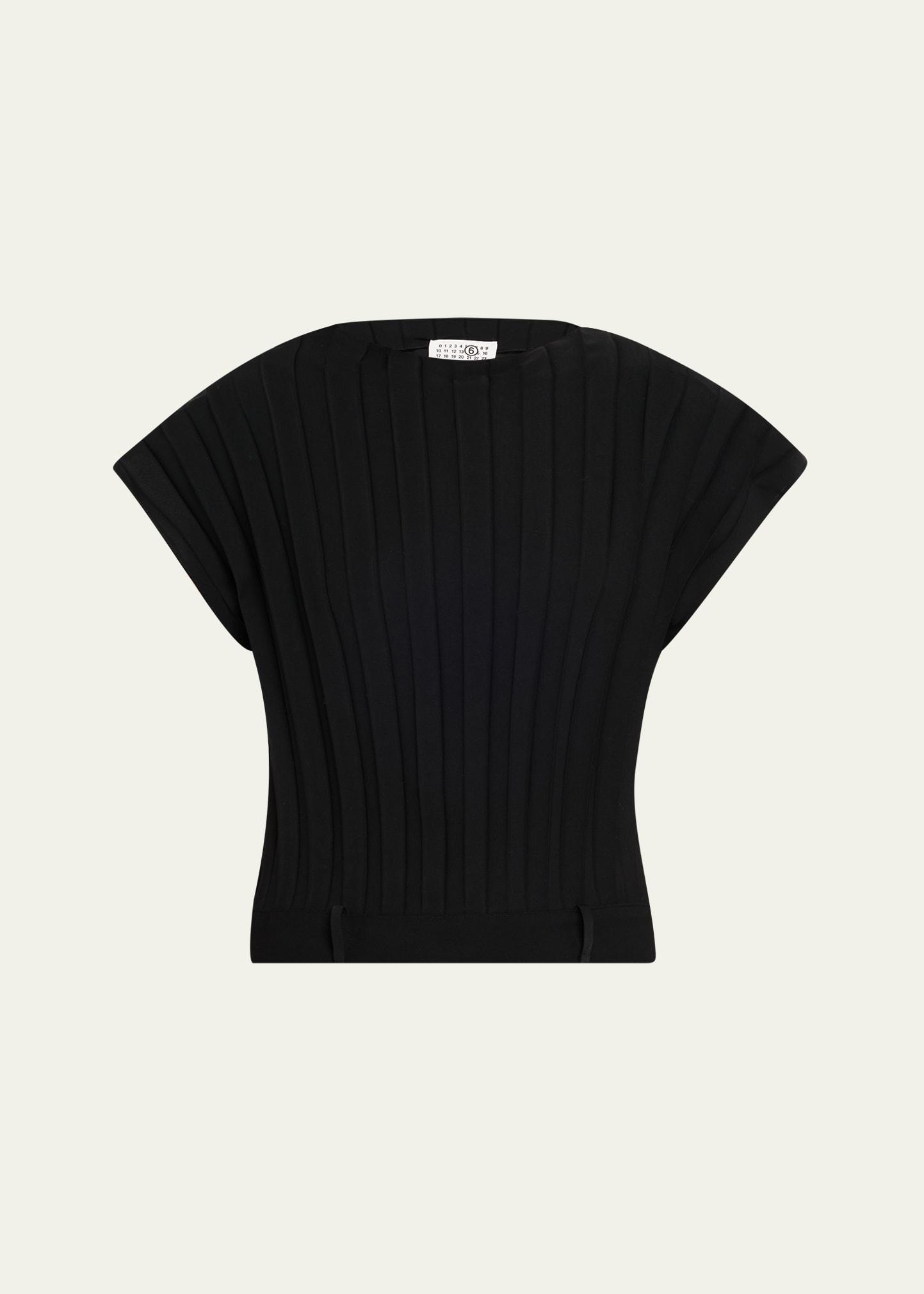 high-neck wide ribbed top