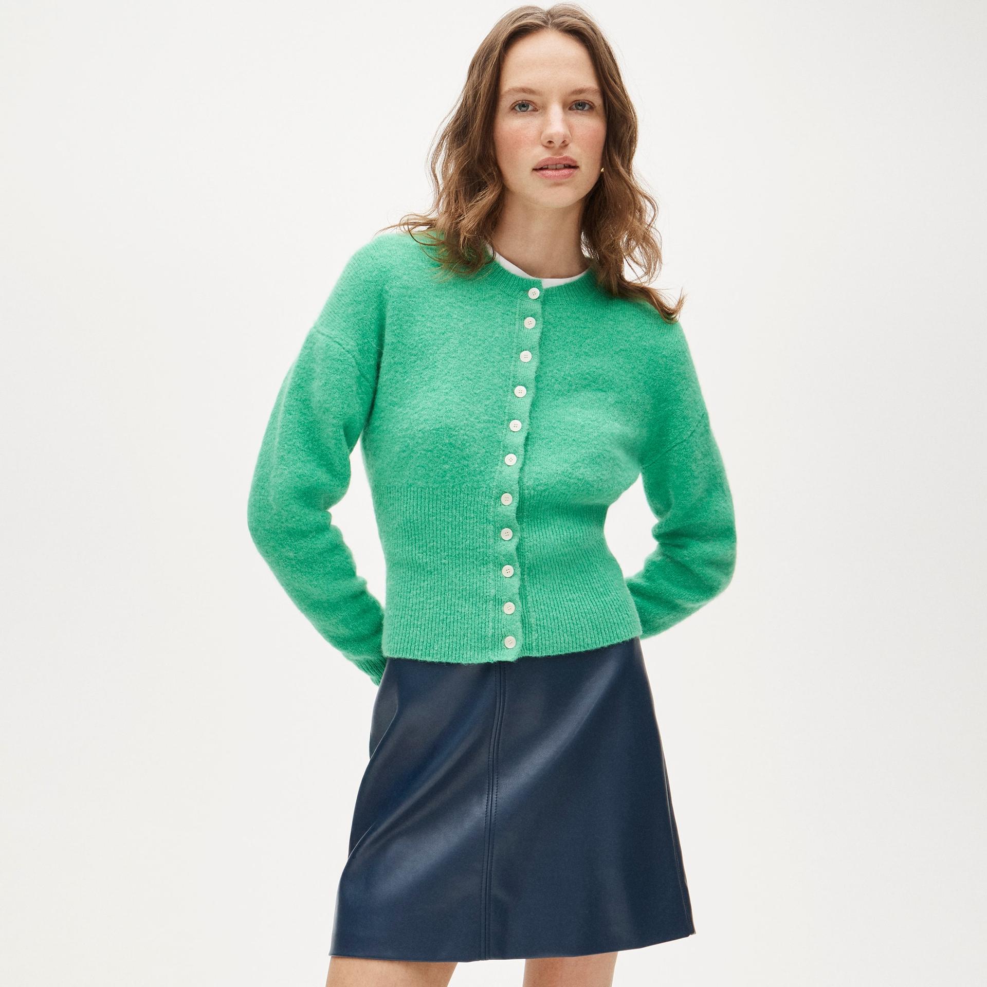 high rib cardigan in alpaca blend