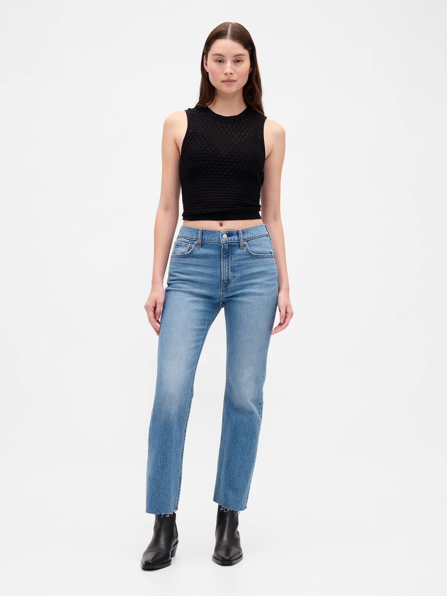 high rise ’90s straight crop jeans