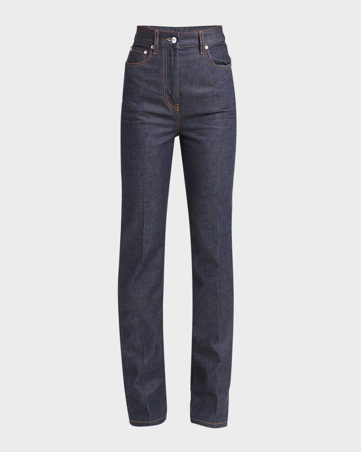 high-rise 5-pocket bootcut-leg denim pants