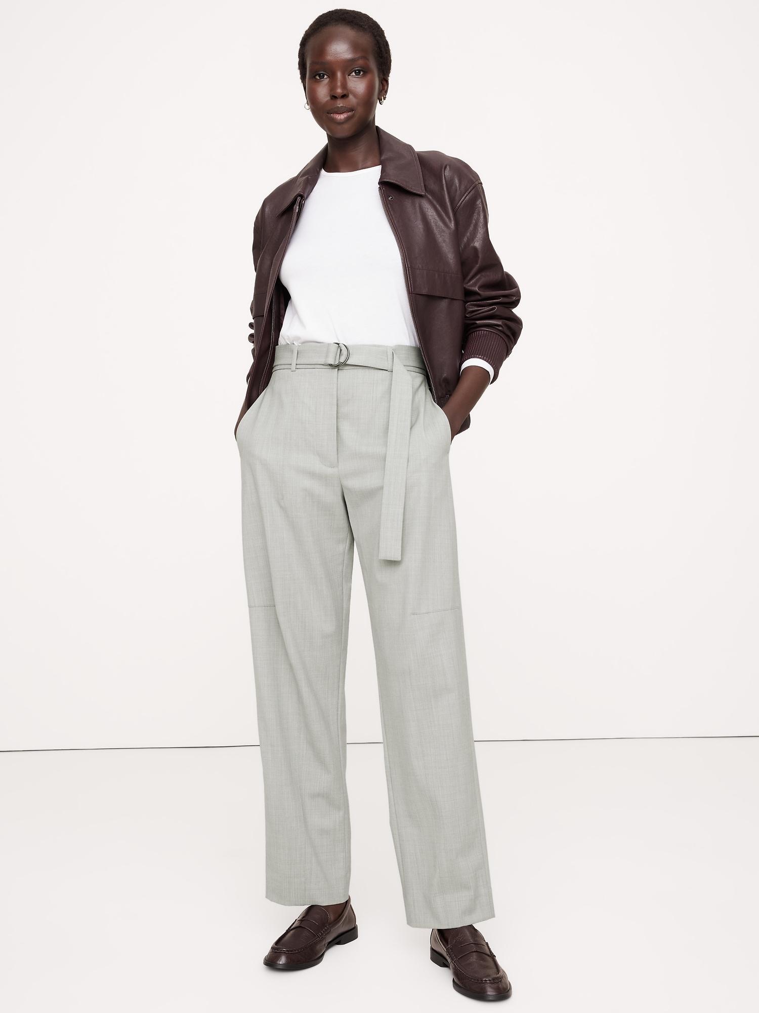 high-rise barrel italian wool pant