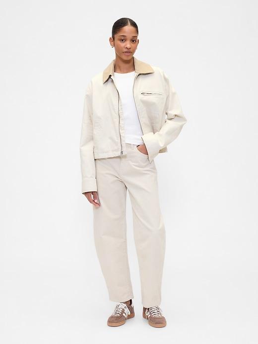 high rise barrel jeans