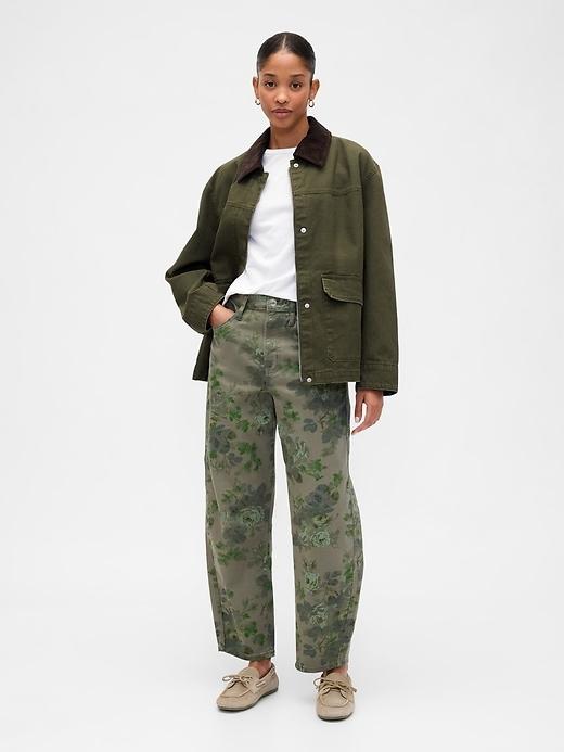 high rise barrel jeans