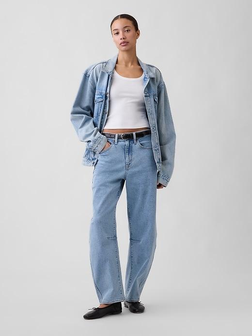 high rise barrel jeans
