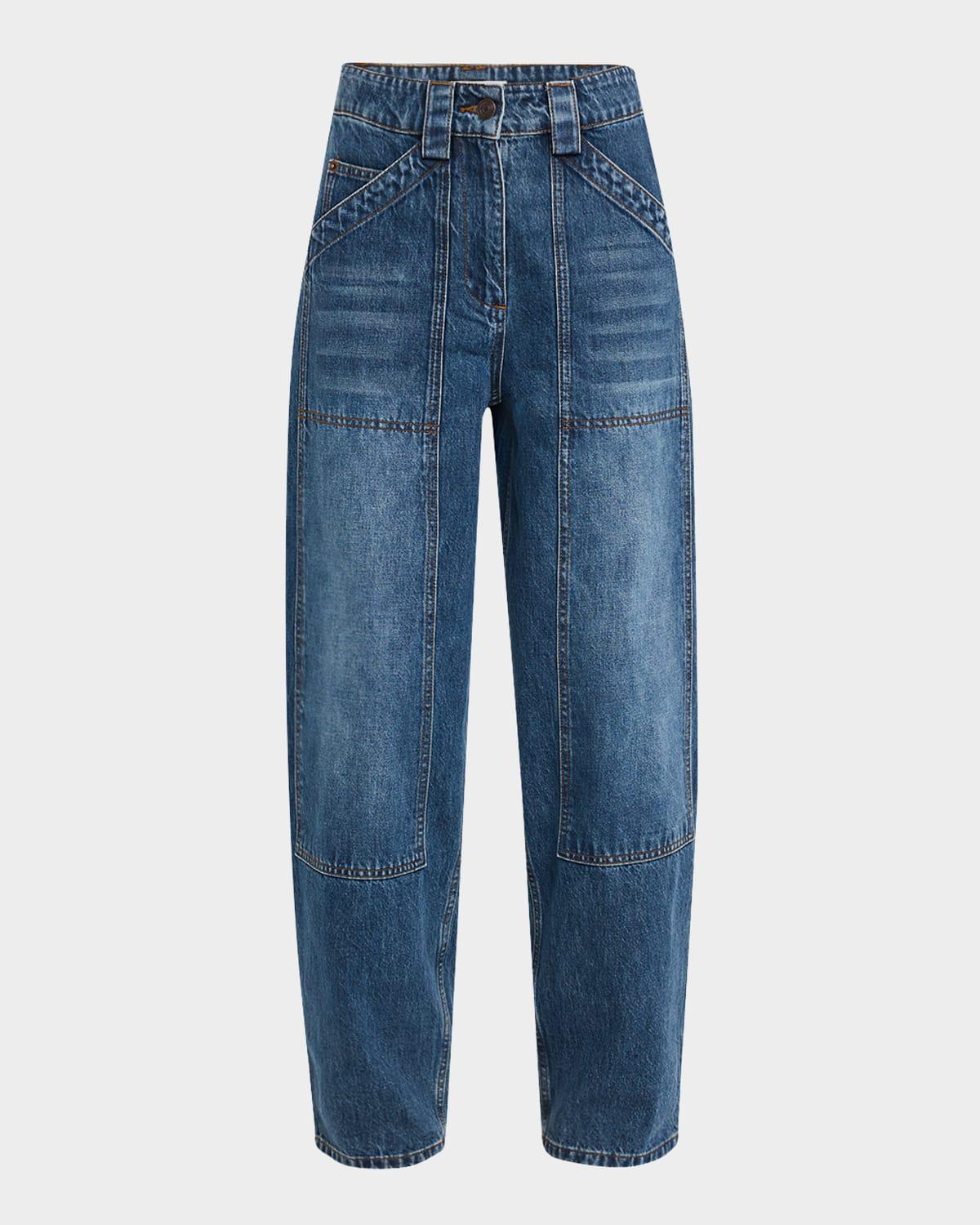 high-rise barrel-leg denim pants
