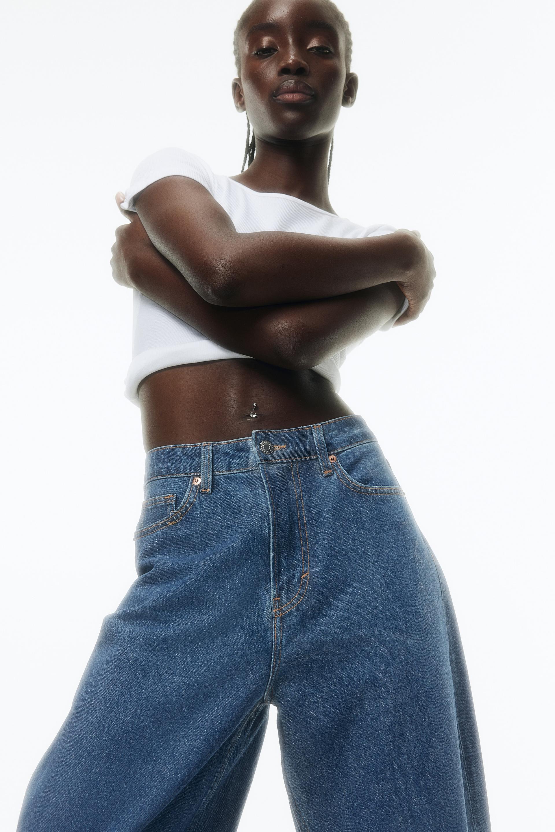 high rise barrel leg jeans