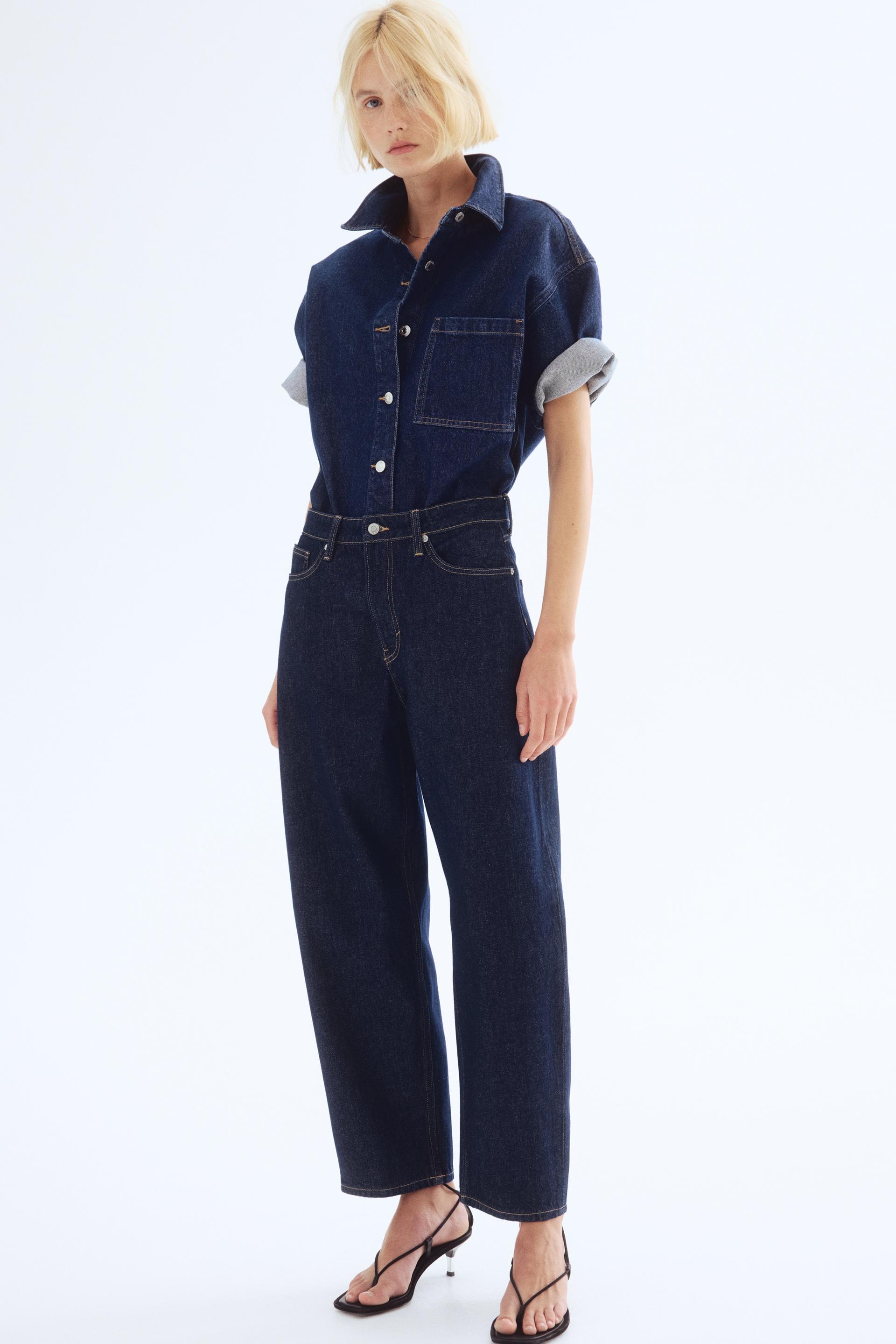 high rise barrel leg jeans