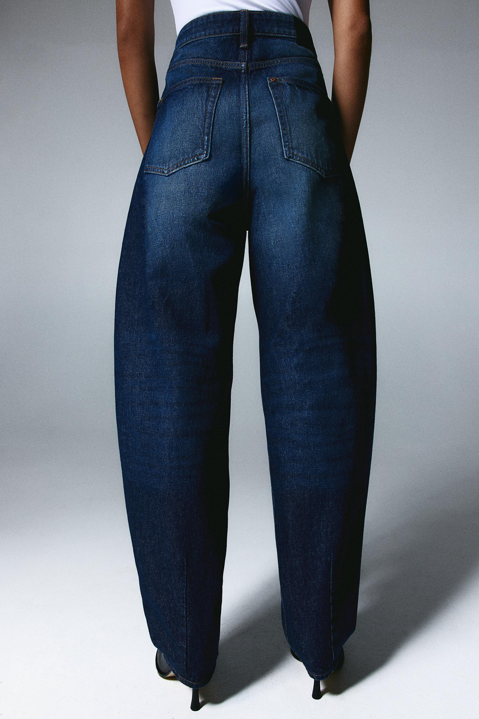 high rise barrel leg jeans