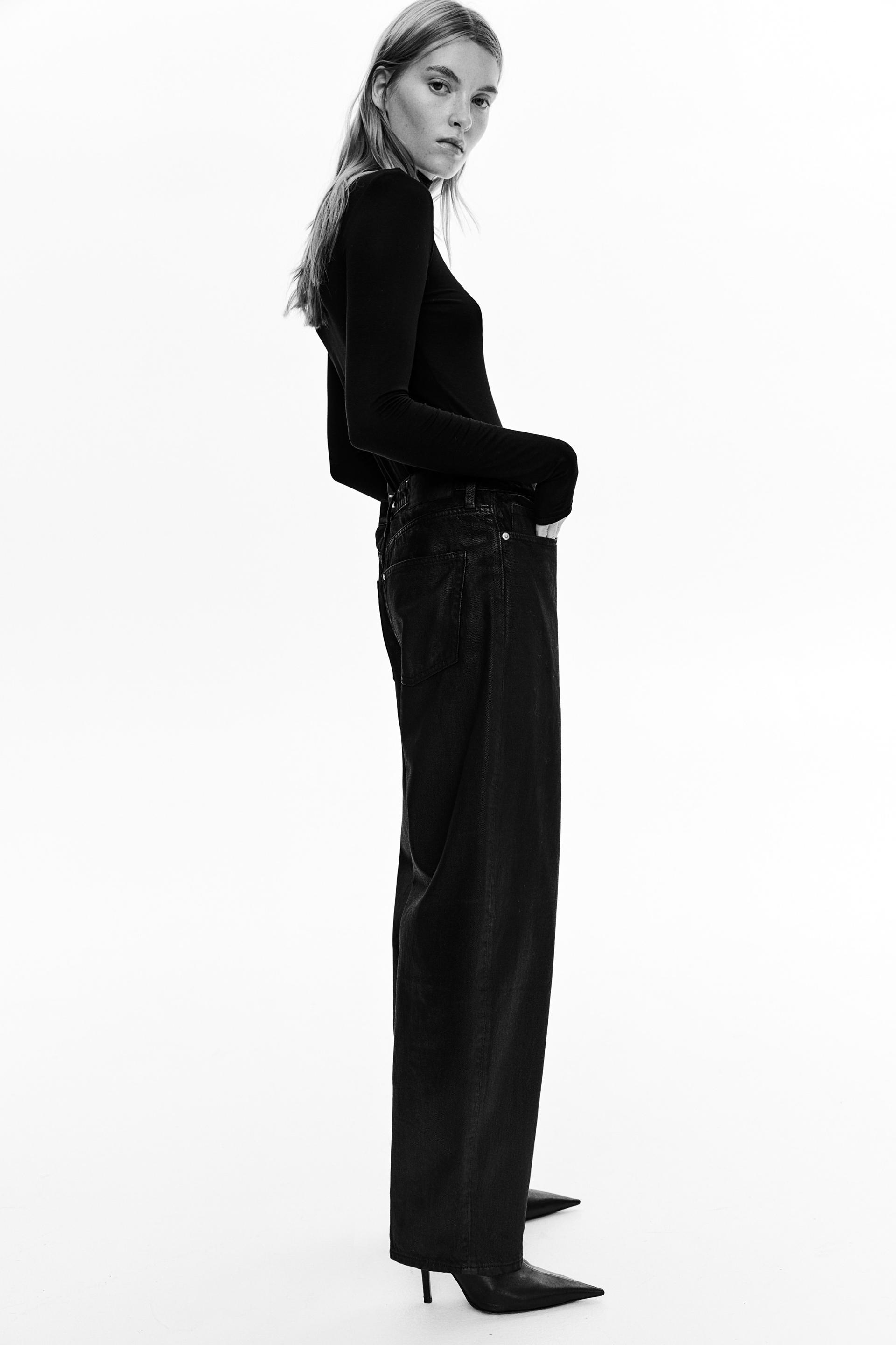 high rise barrel leg jeans
