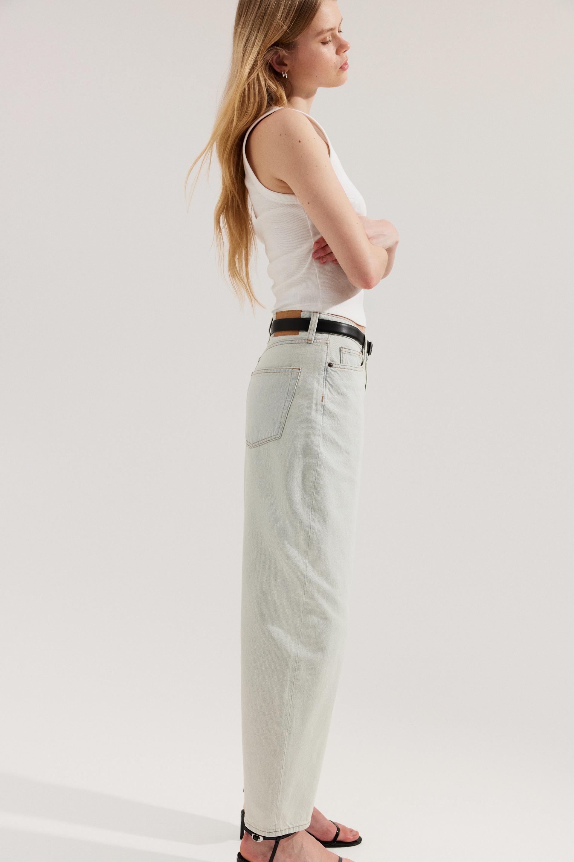 high rise barrel leg jeans