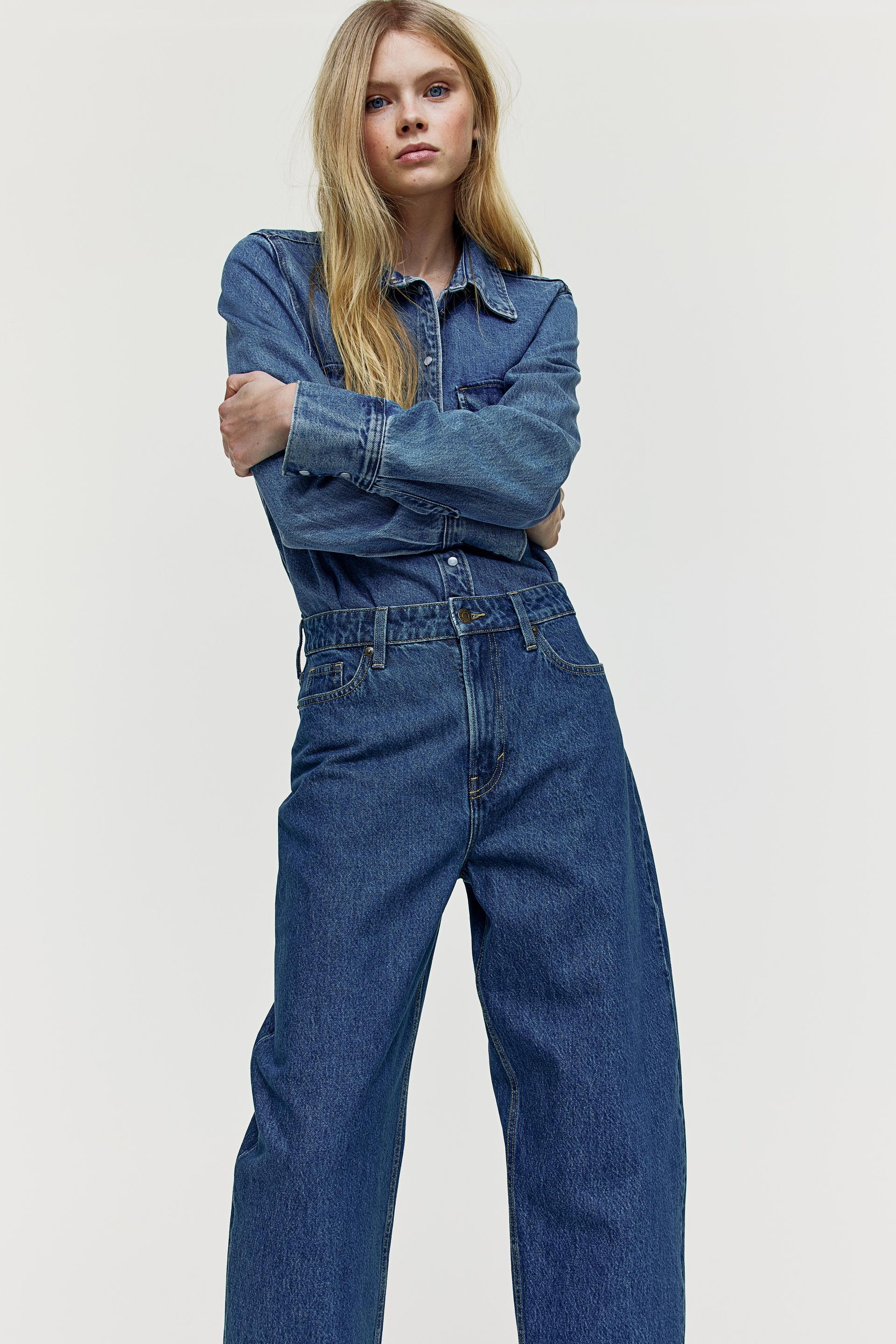 high rise barrel leg jeans