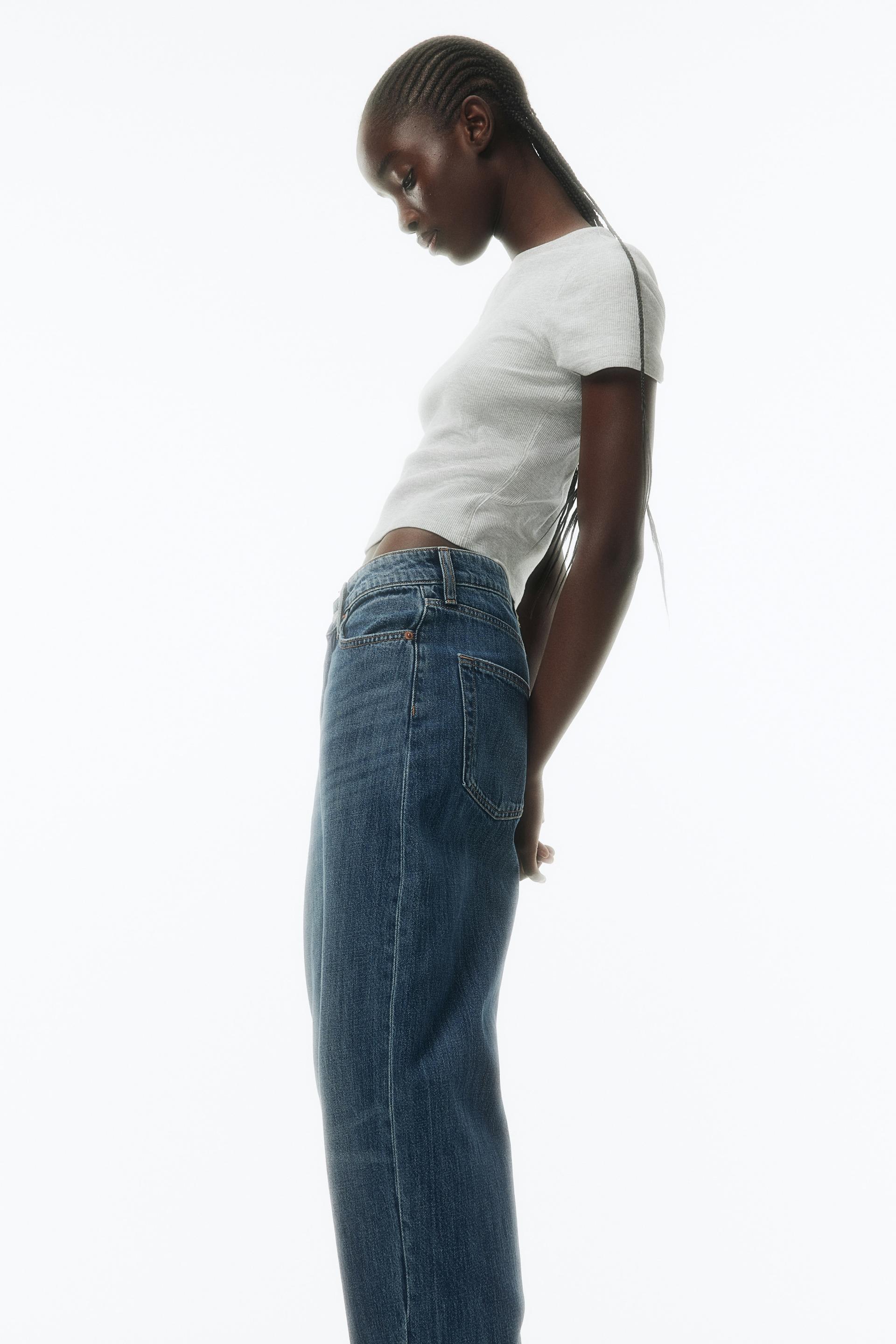 high rise barrel leg jeans