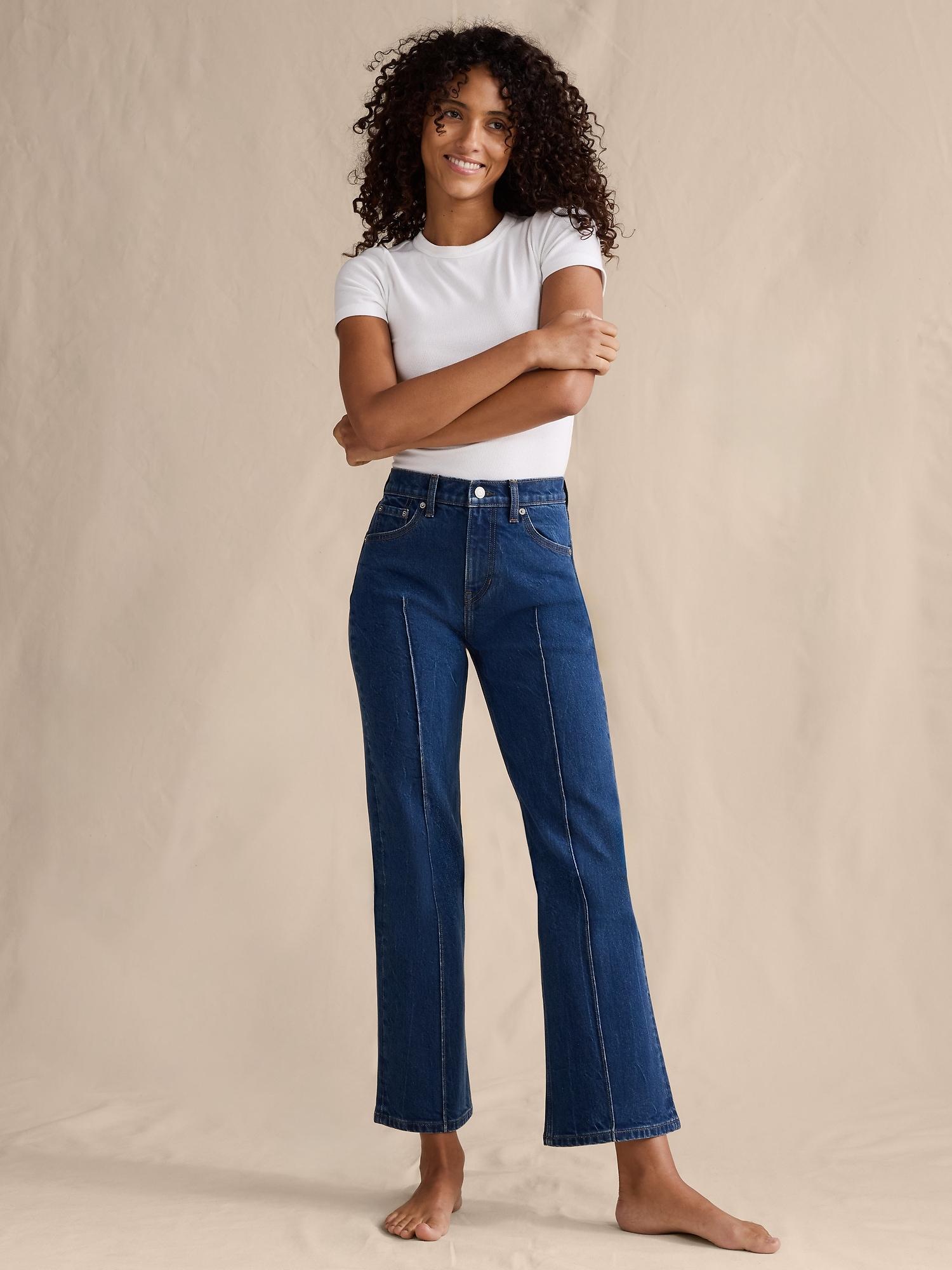 high-rise bootcut crop jean