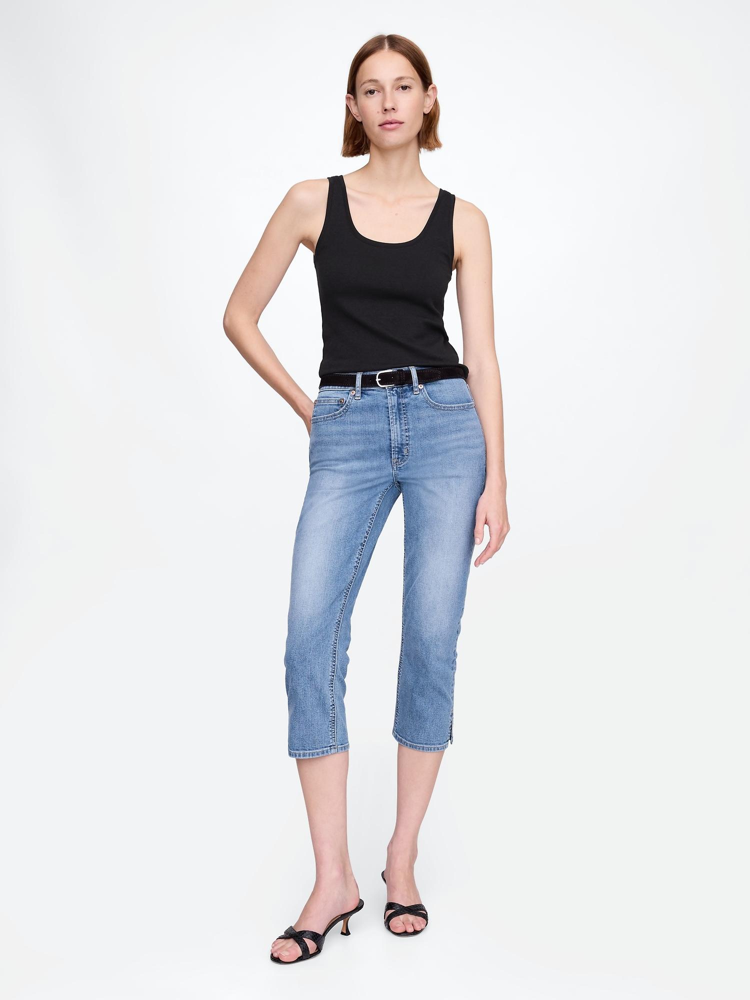 high rise capri jeans