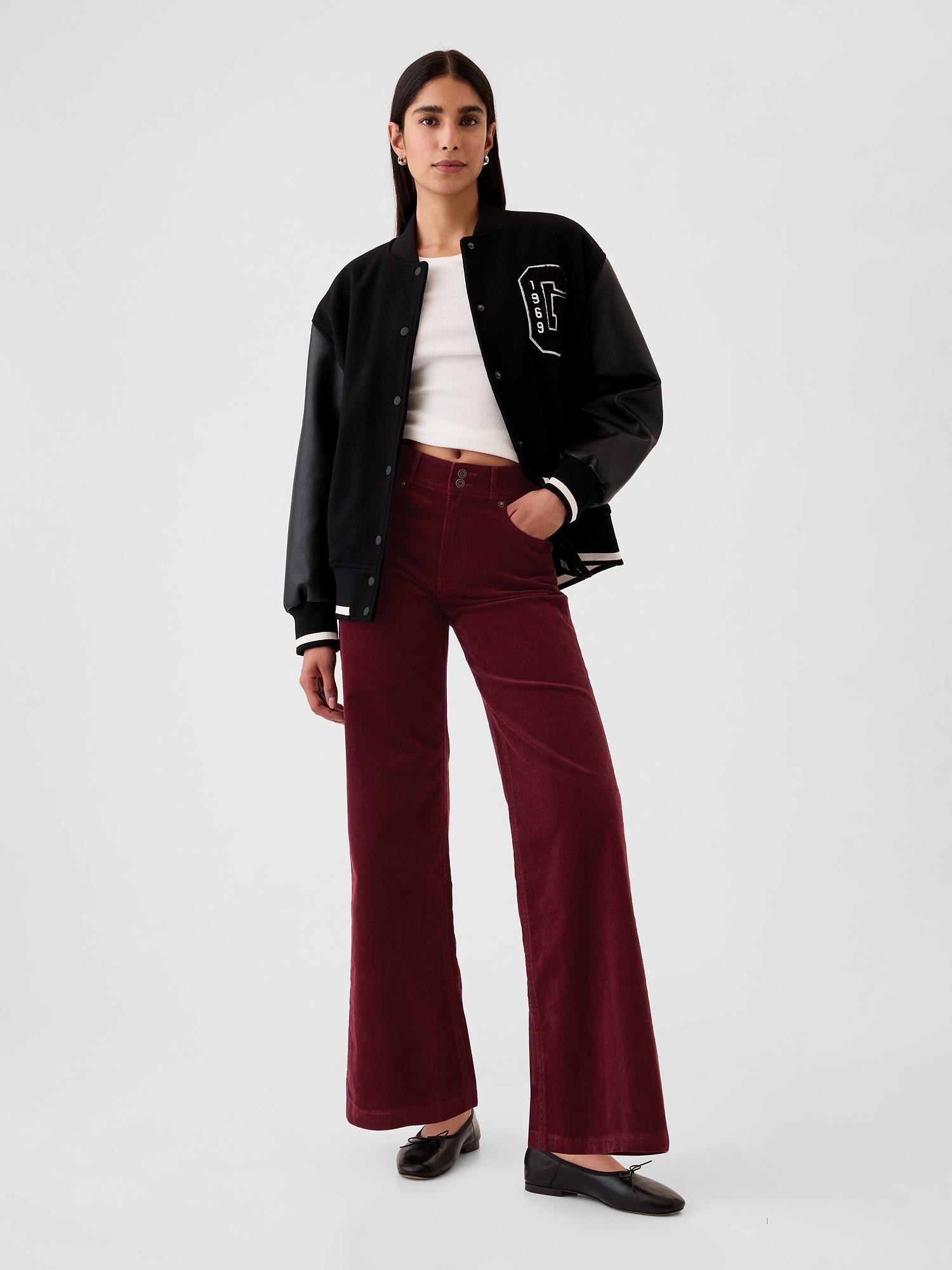 high rise corduroy stride wide-leg pants