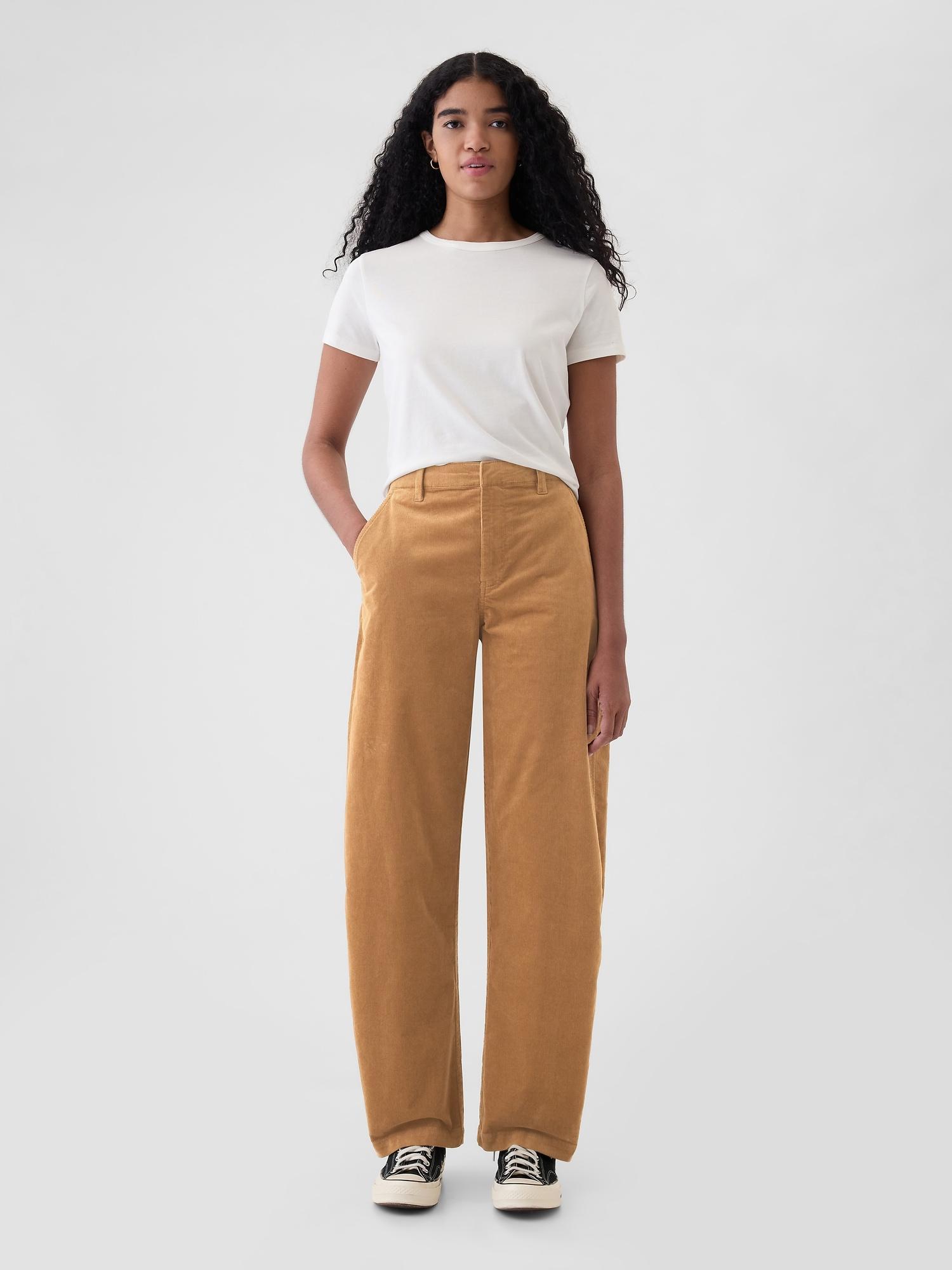 high rise corduroy tapered ankle trousers