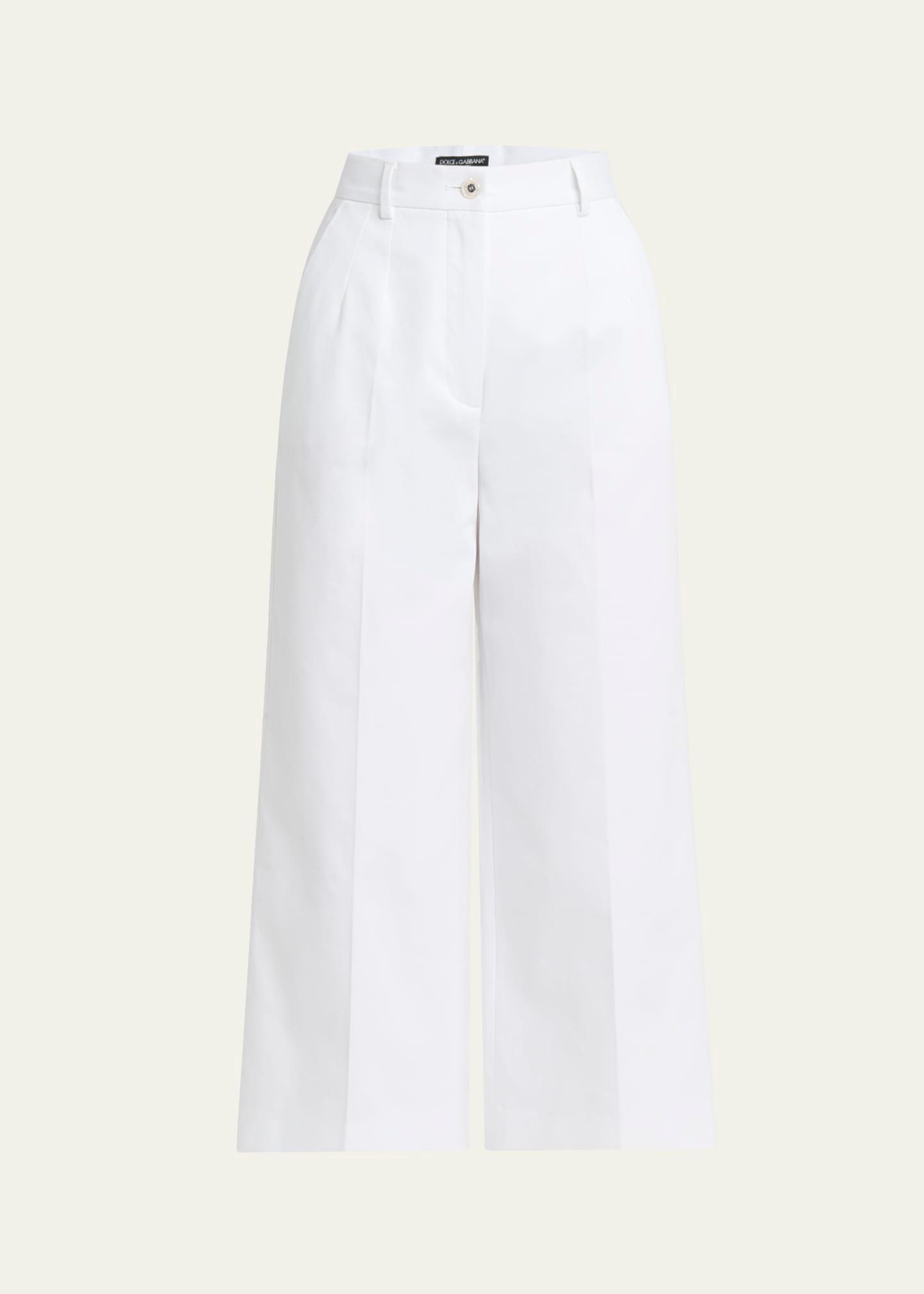 high-rise cotton gabardine wide-leg crop pants