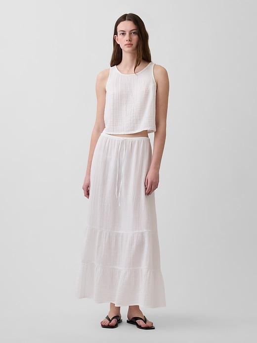 high rise cotton gauze easy tiered maxi skirt