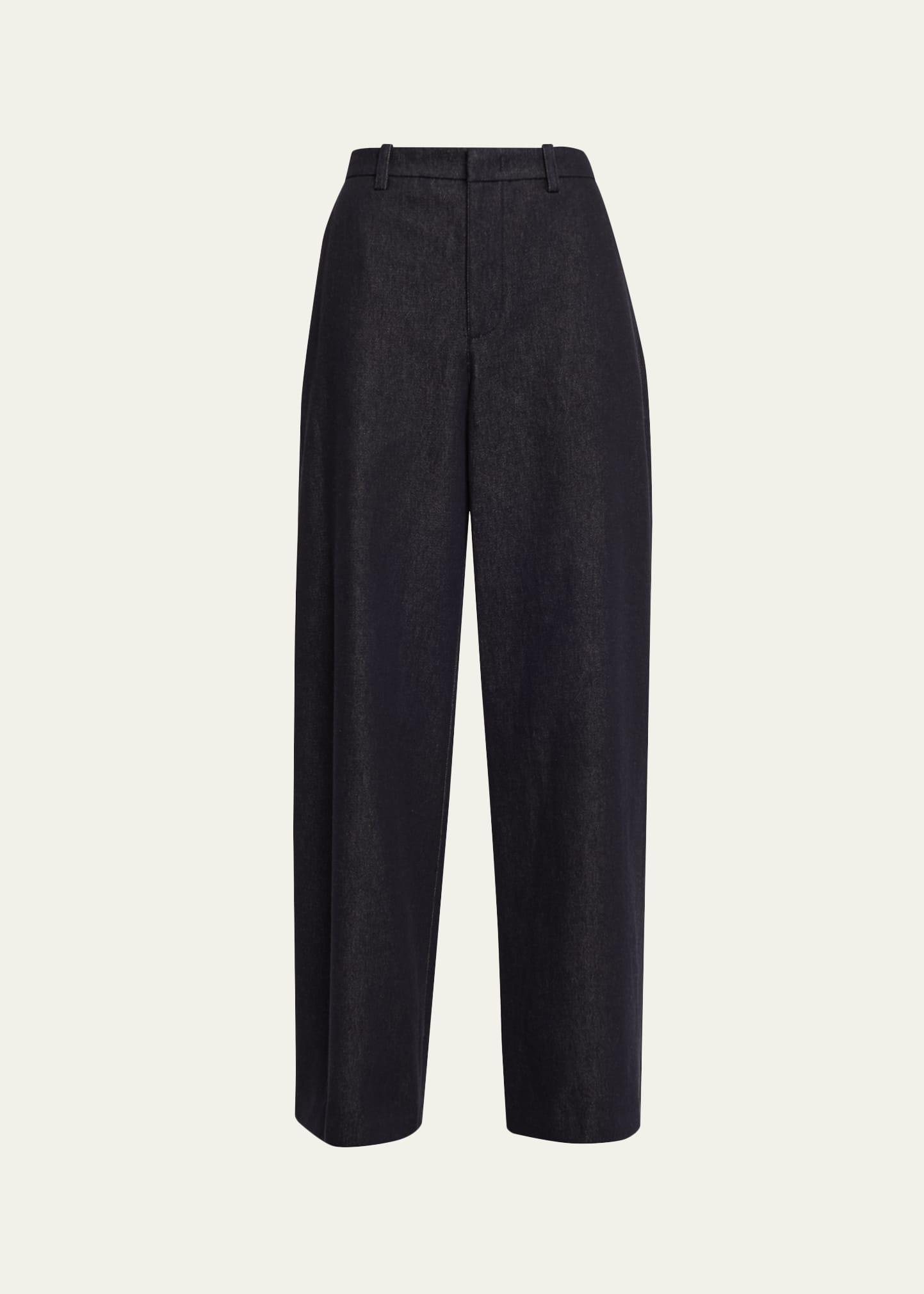 high-rise cotton twill pants