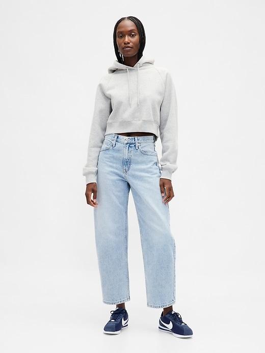 high rise crop barrel jeans