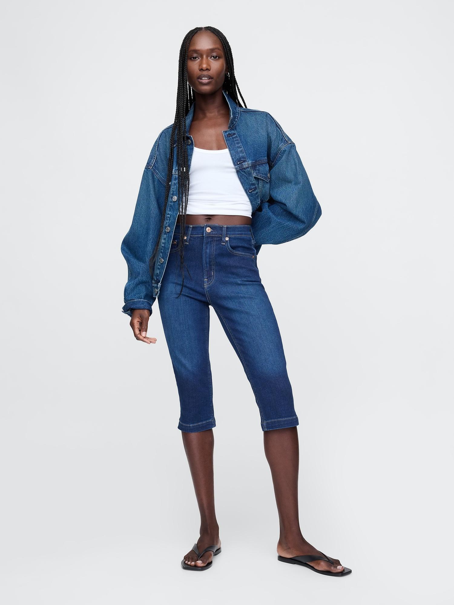 high rise cropped capri jeans