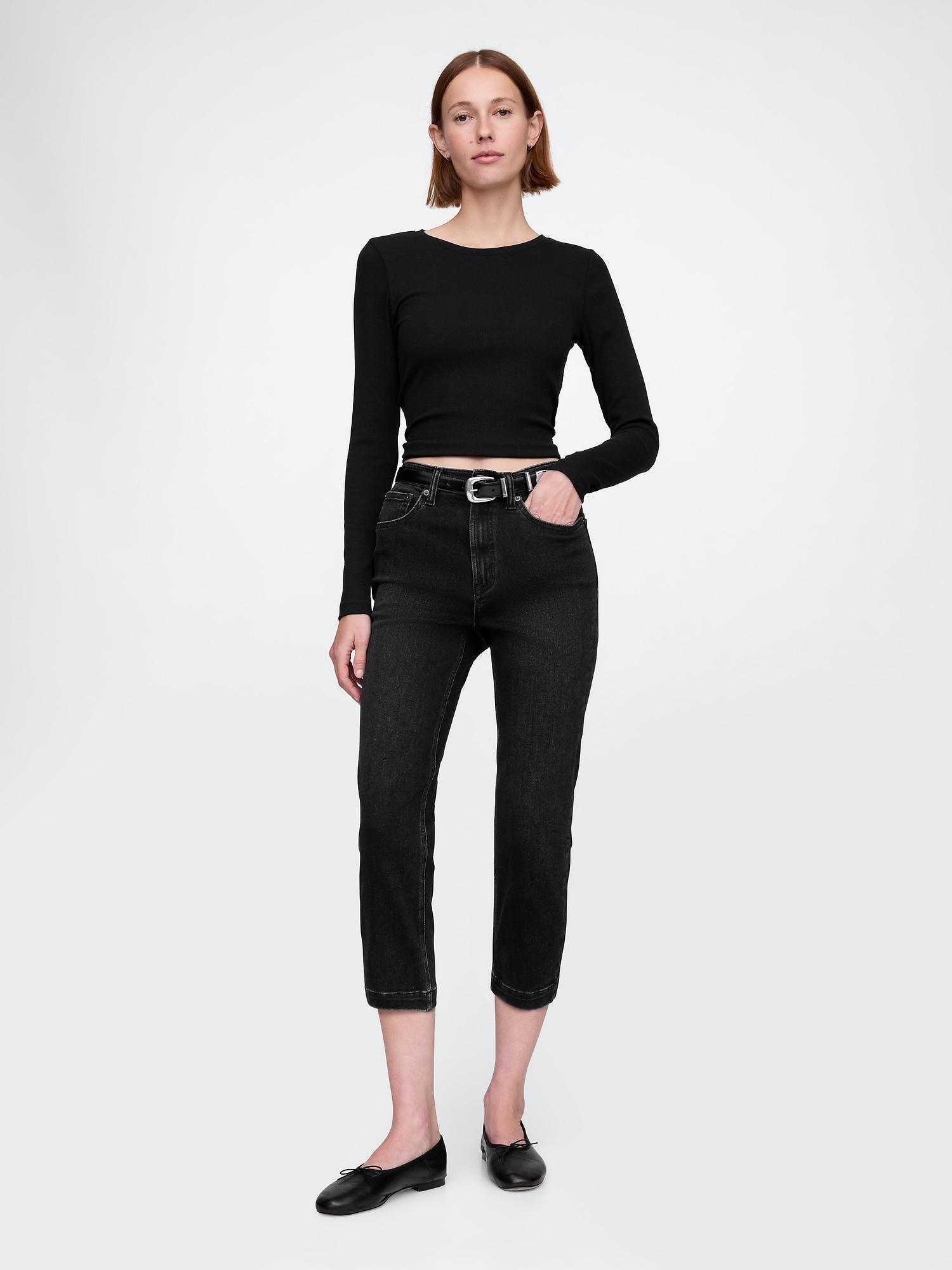 high rise cropped capri jeans