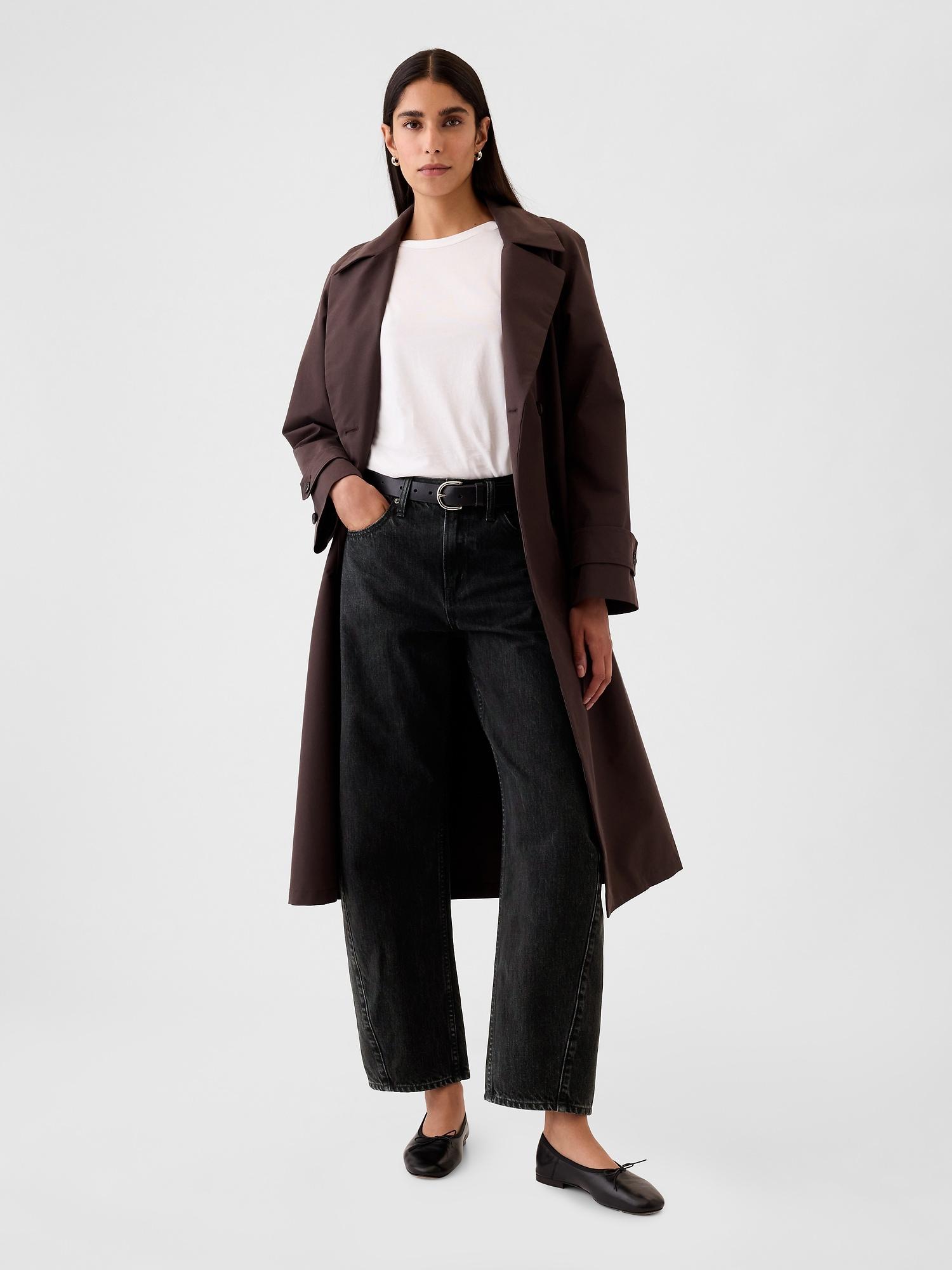 high rise crossover barrel jeans