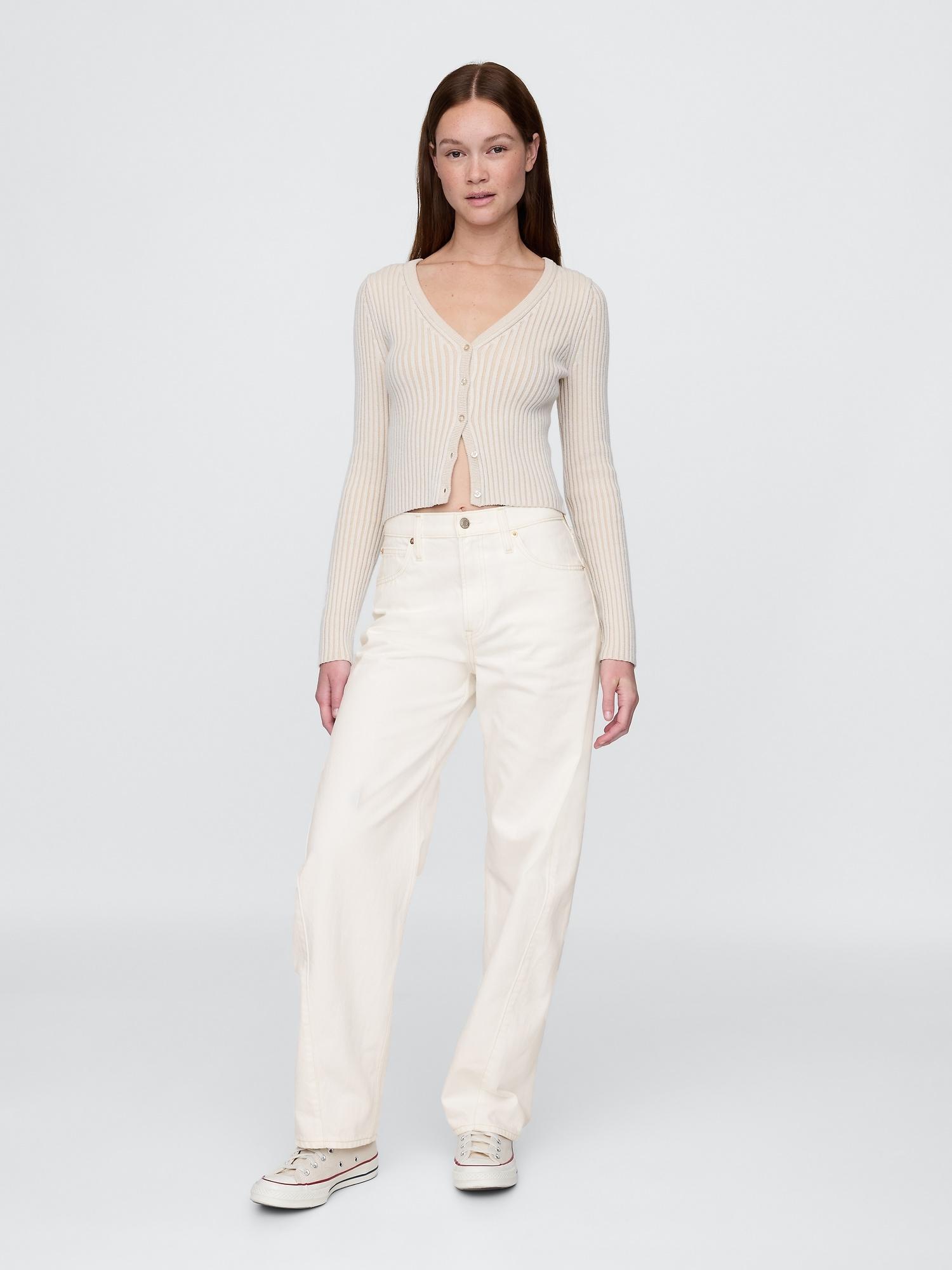 high rise crossover barrel jeans