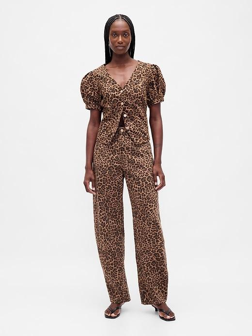 high rise crossover barrel jeans