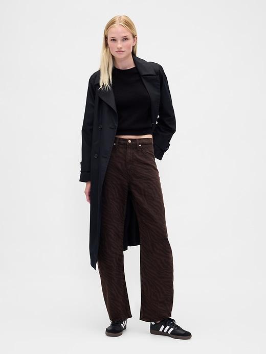 high rise crossover barrel jeans