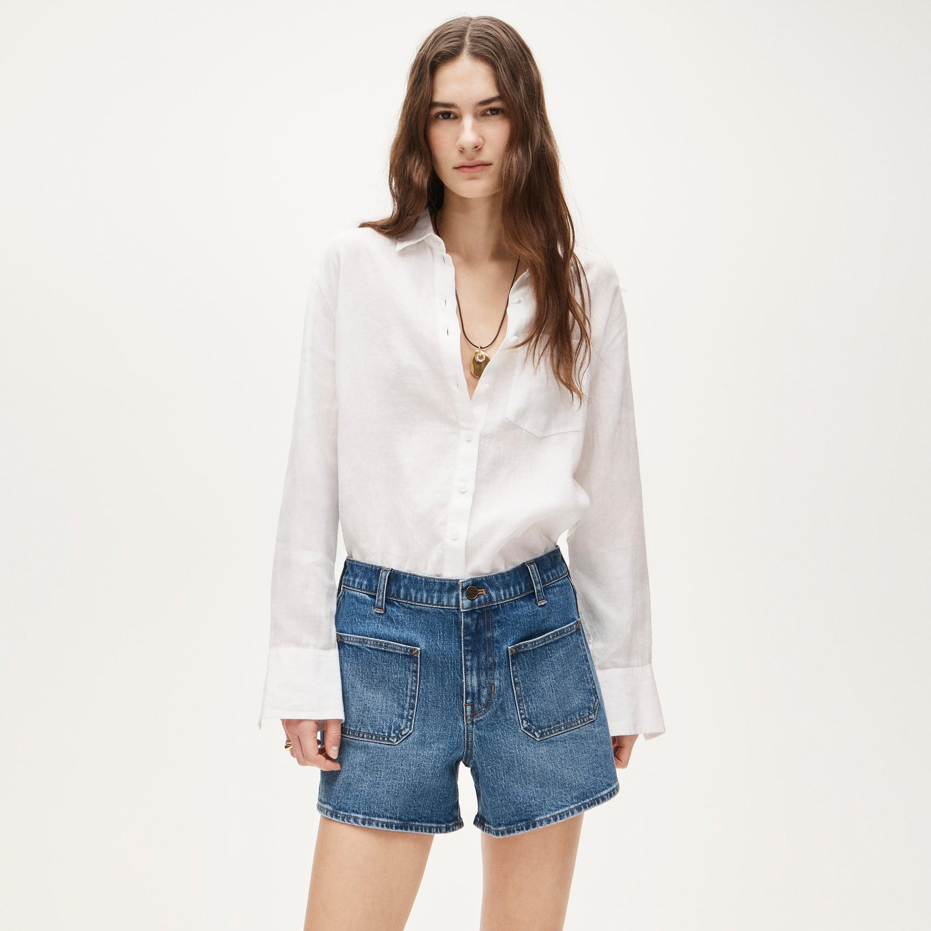 high-rise denim short