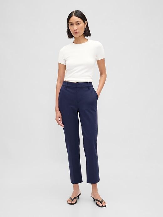 high rise double knit slim crop pants